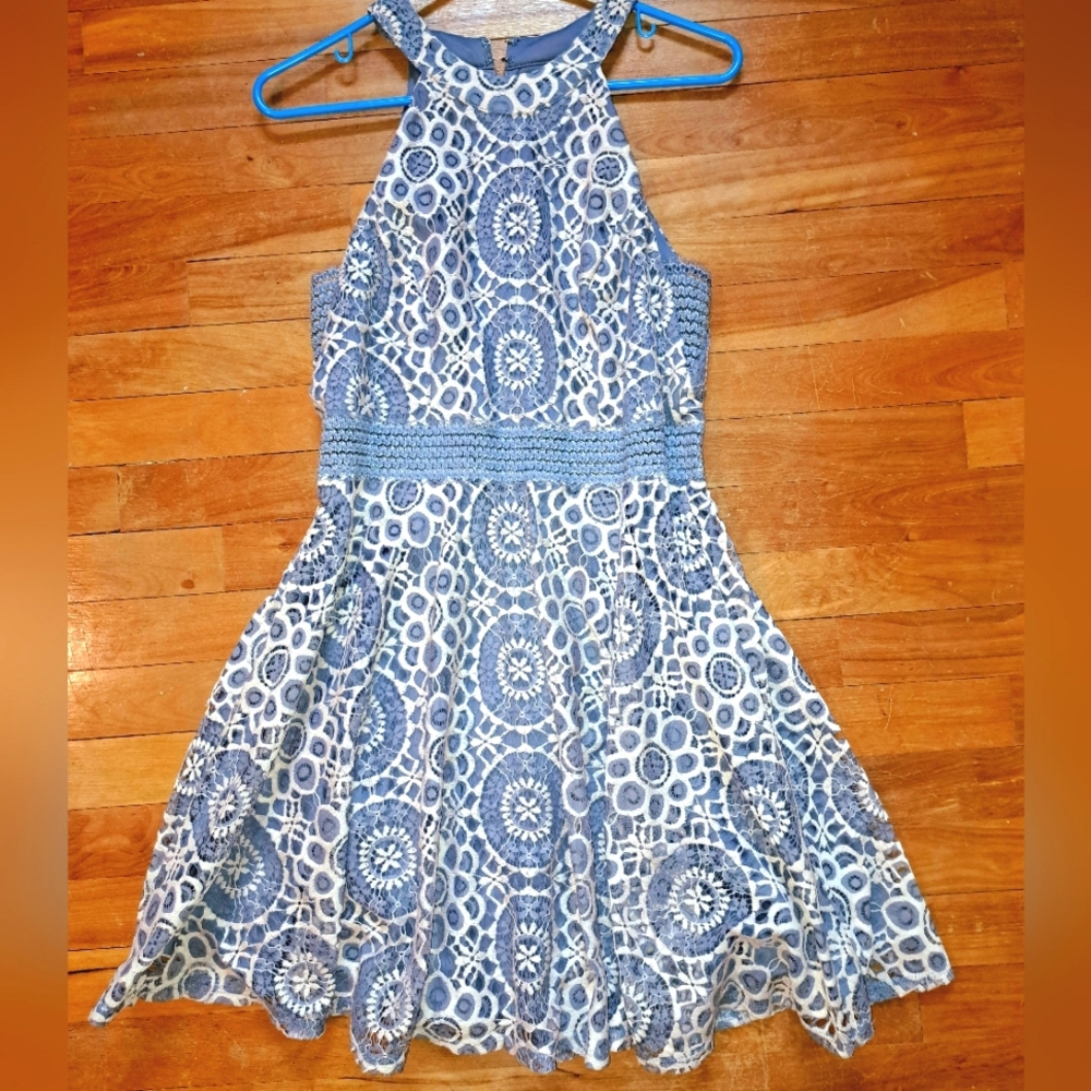 Lace light blue dress. Size L